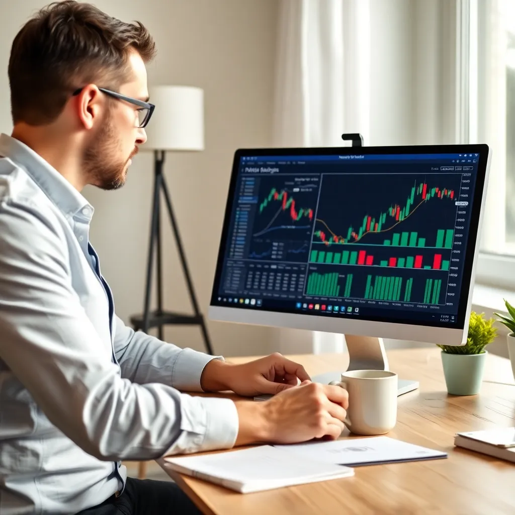 Persoon die online bankiert en spaarrekeningen vergelijkt