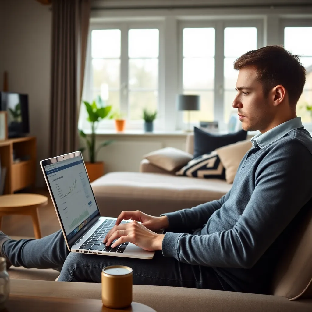Vrouw die online bankiert op haar tablet thuis